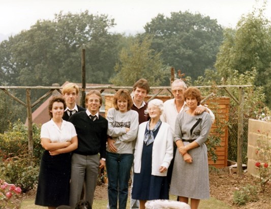 1984 - our family in Val's parent's garden