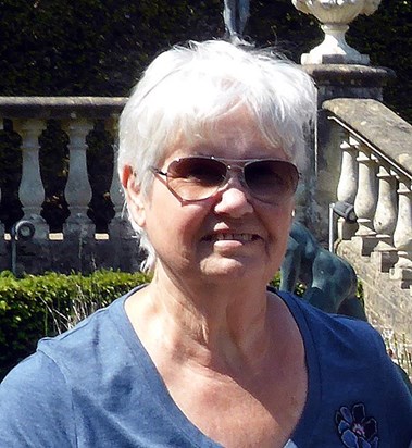 2018 - Val in the Italian Garden, Compton Acres. We loved Compton Acres and went there many times, in fact every time we stayed in Dorset, which was a lot.