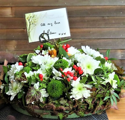 Funeral Wreath that Eileen made for John Jan 2019 .