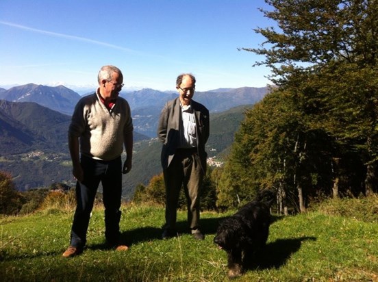 Justin walking in Northern Italy with Rupert, Patty, and Charlie, September 2014