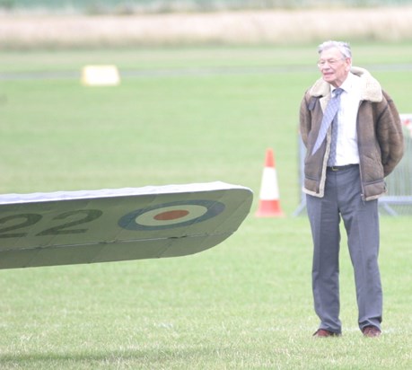 John and Sopwith Camel after landing, 25 July 2004