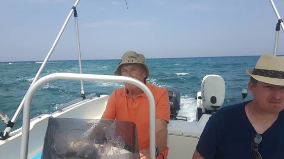 Steering the boat in Sidari Corfu 2017