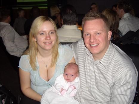 Sue's daughter Hayley, son-in-law Stuart and Sue's grand daughter, Lilly Grace