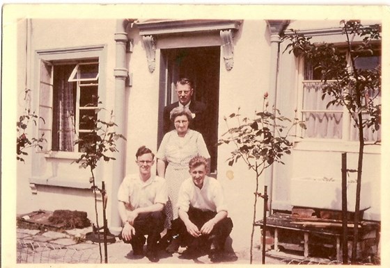 Uncle Denis as a teenager with his brother Ian and his parents (my grand parents) taken around 1956 in front of Kinsale Cottage in Blandforum Forum