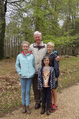 Tom, Francesca and Isabella with Grandpa in New Forest 2014