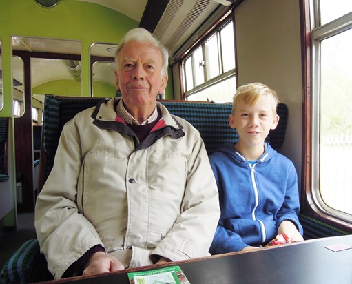 Tom and Grandpa on Swanage Railway 2014