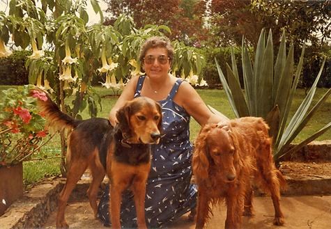 With Scaffer & Sam, at Ray's garden in Nairobi, December 1983