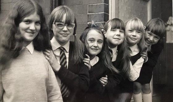 Julie & friends pictured in the Yorkshire Post after fundraising for a new kidney machine (1971)