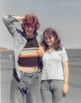 Julie and Stephen on the beach at Filey (1974)