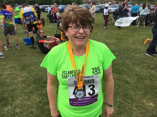 Sharon after completing the 5k Clanfield Challenge, May 2019