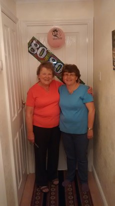 Sharon with her mum, Jean Kirk, on her 80th Birthday