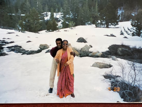 Amma with Sanj at Yosemite park 1998