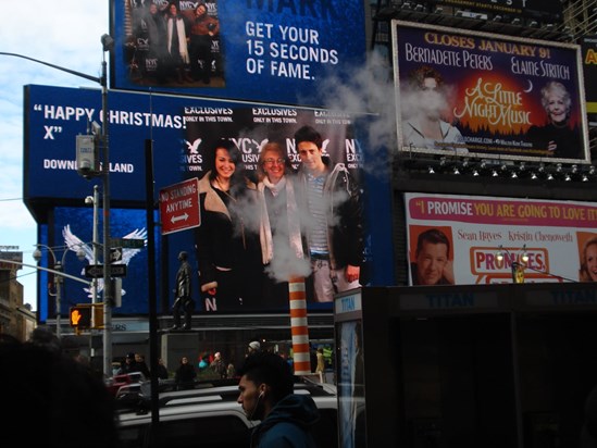 Our 15 seconds of fame on the billboards of Times Square New York.