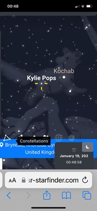 Kylie Pops star ⭐️ You are shining the brightest in the night sky. This star has officially been named after you & is the brightest one in the night sky. Beautiful xxx