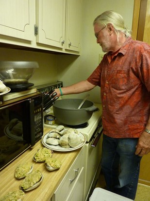 Preparing stuffed clams after a day of clamming - CT
