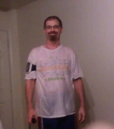 He went for a walk and a freak rainstorm caught me.  He was drenched.