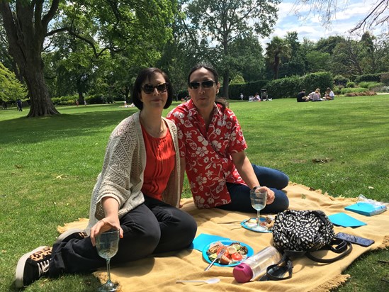 Vicky and James at picnic in Botanical gardens Summer 2020