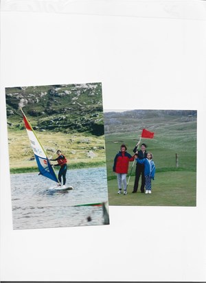 Windsurfing and contemplating the idiocies of golf on Barra with Sheila and Flora