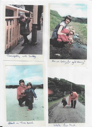 Vicky aged 2 at a railway station and then on holiday on Mull