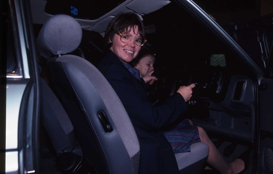 Motor Show NEC 1988  - Betty couldn't drive but took this opportunity to sit behind the wheel