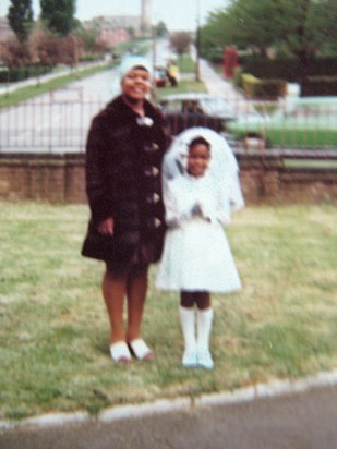 Mum at my 1st Holy Communion st Patricks Church in Leicester 1978