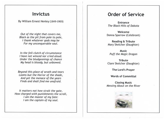 Order of Service - 'Invictus'