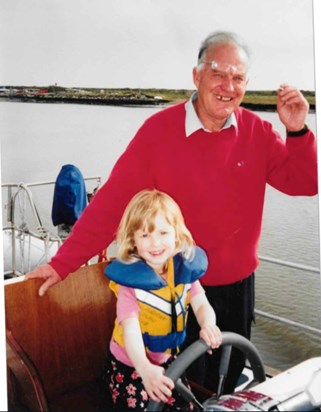 Barrie with Bronte entrusting her at the helm!  2004