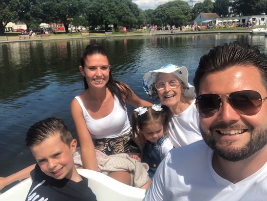 Out on the boating lake with the great grandkids