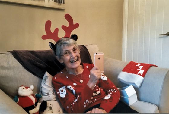 Wee Nan at Christmas with a new phone