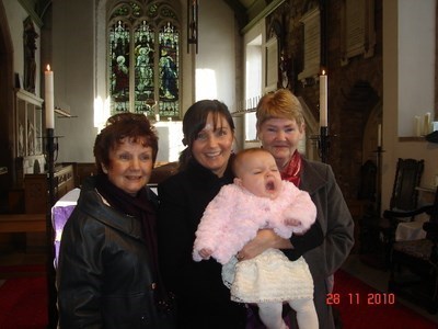 Joyce with her daughter & youngest grandaughters christening November 2010