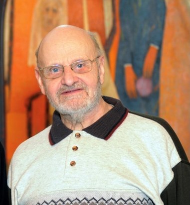 John in front of the St. Luke's triptych