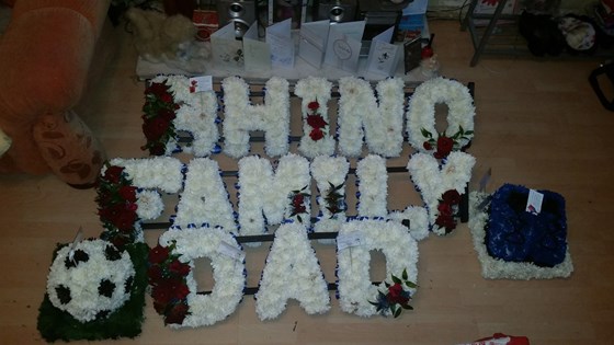 My wee man Allans flowers for his funrail hope I did u proud