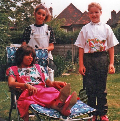 Mariane with the people she loved most, in E Finchley about 1987