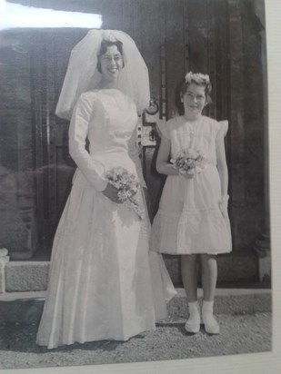 Margaret and Janet at Margarets wedding 29.9.1964