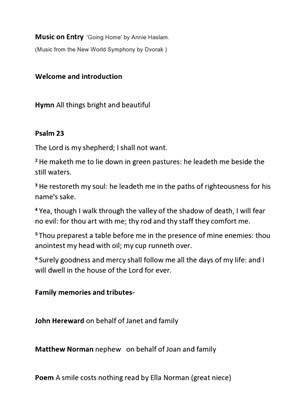 Funeral order of service p2