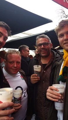Jason,  Rob, Nathan England v Wallabies at Twickenham Rugby (not sure why the Kiwi was there :-))