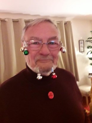 Dad with his Christmas beard baubles