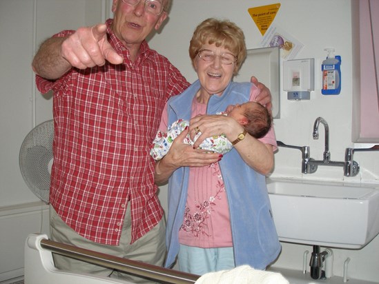 John and Una with Harry, their 5th grandchild, 1st September 2006
