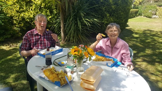 Fish and chips in the garden- May 20