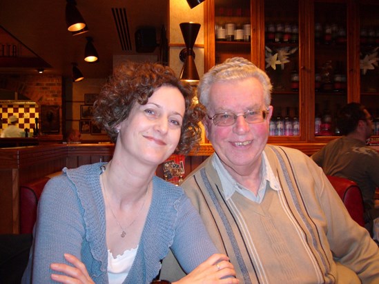 Dad & Rachel at a meal out 2007