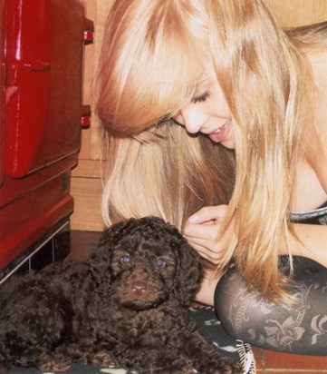Helen and her poodle puppy Luna