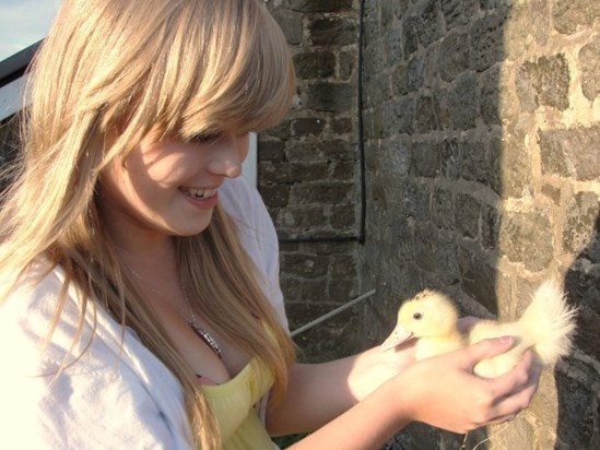 Helen with a duckling