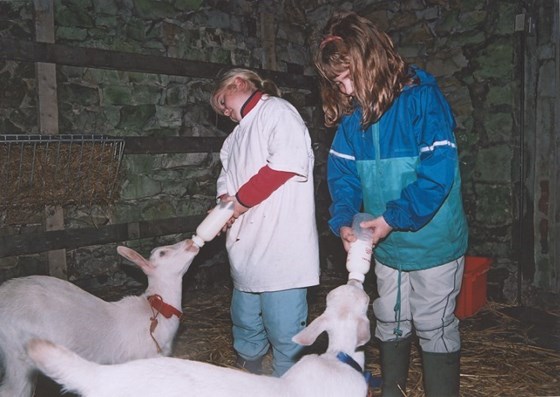 Helen feeding her goat