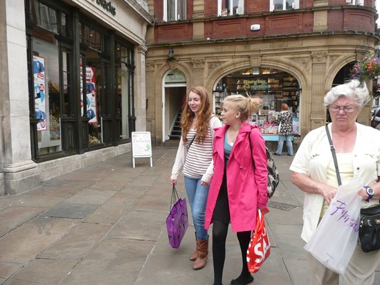 Helen and Julia shopping in York