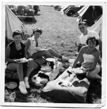 Janet and Joan and friends camping