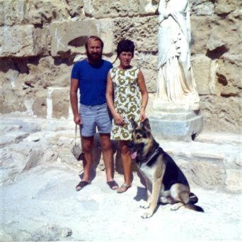 Janet, Alan and Brutus at Salamis, Cyprus