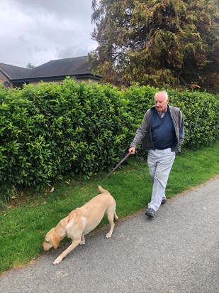 Poppy taking dad for some exercise 