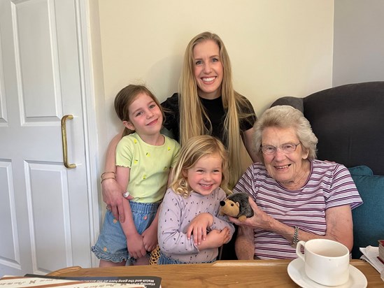 Nanna with Laura, Alice, Olivia (and Hedgey the Hedgehog) 🦔 