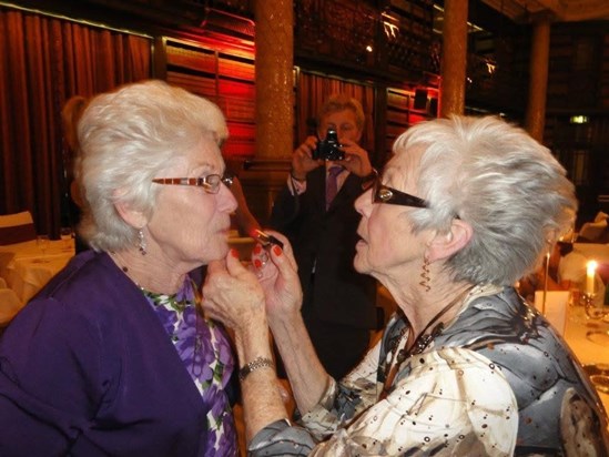 Nanna and Barbara getting party ready at Rachel and Vinny’s Wedding reception