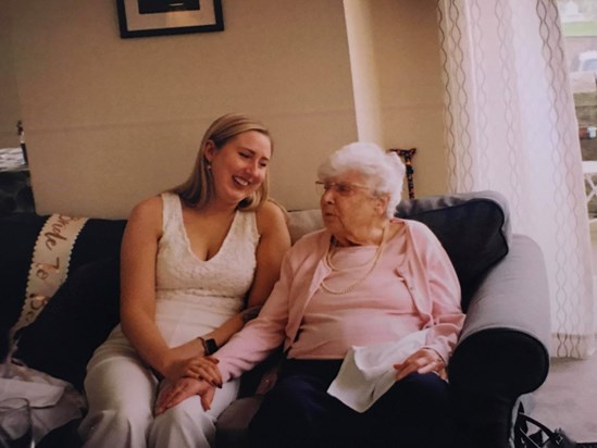 Helen and her great-granddaughter Megan at her hen party.